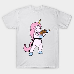 Comic unicorn playing violin T-Shirt